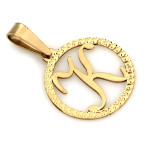 Elegancka złota zawieszka 585 z literką K umieszczoną w okręgu 14kt