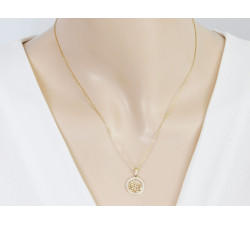 Zawieszka złota okrągła z kluczem wiolinowym i nutkami