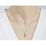 Zawieszka złota 375 żaba z zielonymi i czarnymi cyrkoniami