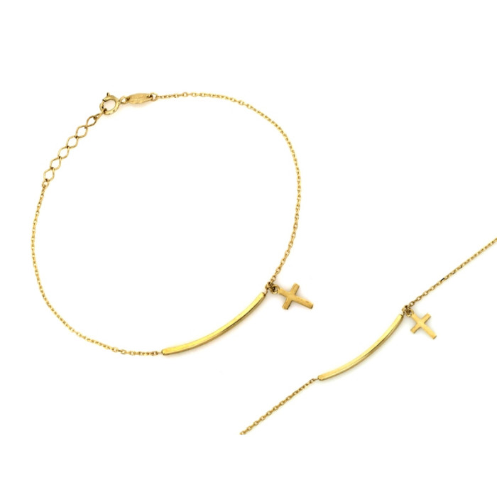 bransoletka złota 375 z krzyżykiem