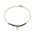 Złota podwójna bransoletka 585 z krzyżykiem