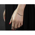 Złota bransoletka 585 z krzyżykiem i kamieniami