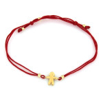 Złota bransoletka 585 na czerwonym sznurku chłopiec