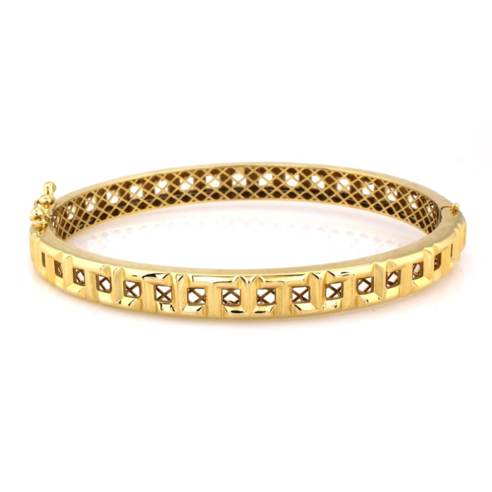 Złota bransoletka bangle 585 z kamieniami