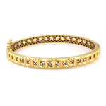 Złota bransoletka bangle 585 z kamieniami