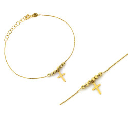 złota bransoletka z krzyżykiem 585