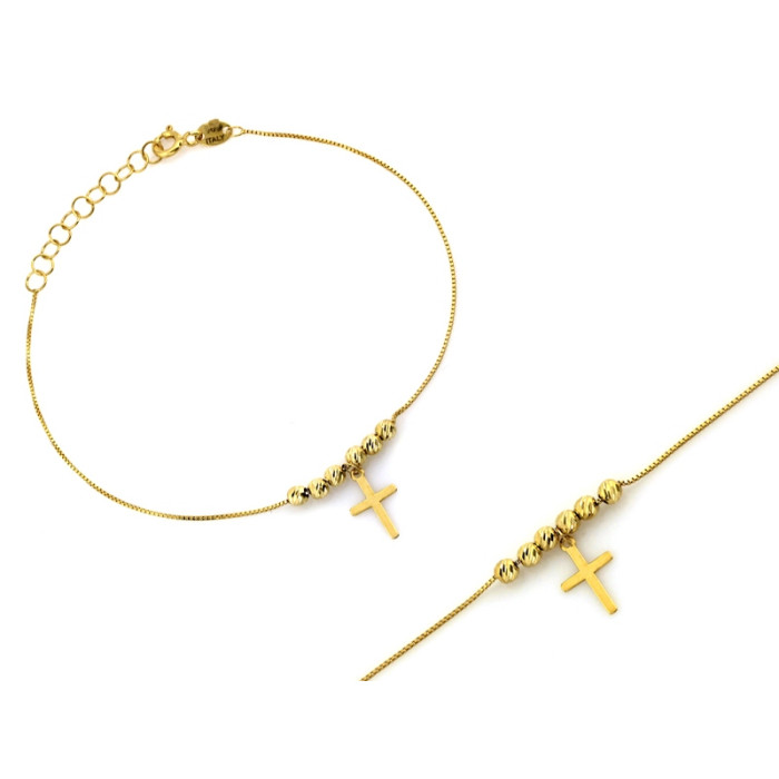 złota bransoletka z krzyżykiem 585