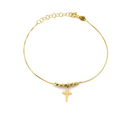 bransoletka z kuleczkami i krzyżykiem