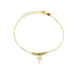 bransoletka z kuleczkami i krzyżykiem