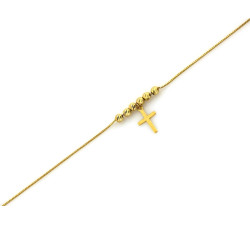 bransoletka ze złota 585 krzyżyk i kuleczki