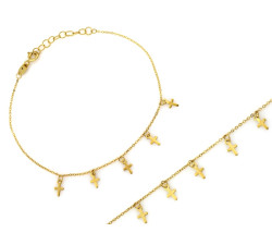 złota bransoletka łańcuszkowa z krzyżykami