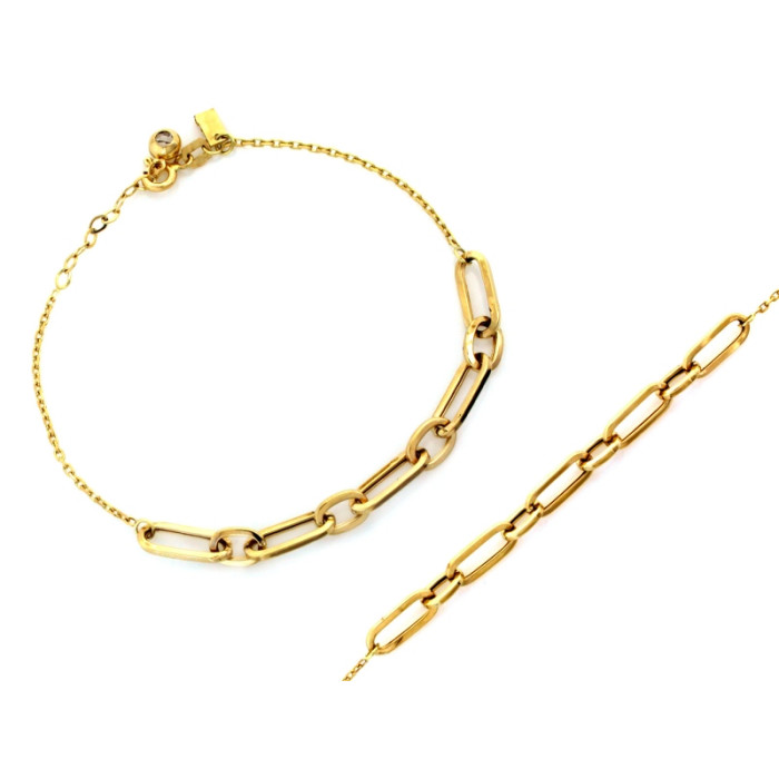 Bransoletka złota 585 łączone łańcuszki