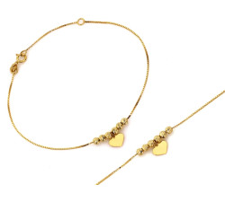 Bransoletka złota z kulkami i sercem