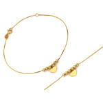 Bransoletka złota z kulkami i sercem