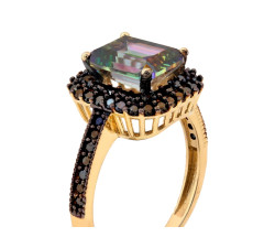 Złoty pierścionek 585 z topazem i kamieniami