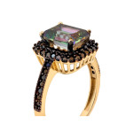 Złoty pierścionek 585 z topazem i kamieniami