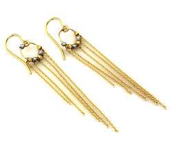 Złote kolczyki 375 na sztyfcie długie wiszące z łańcuszkami