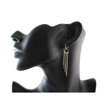 Złote kolczyki 375 na sztyfcie długie wiszące z łańcuszkami