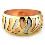 Złoty pierścionek 375 z trzech kolorów