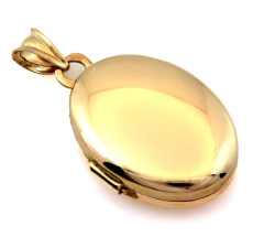 Złota zawieszka 585 puzderko na fotografię owalne bez kamieni
