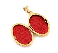 Złota zawieszka 585 puzderko na fotografię owalne bez kamieni