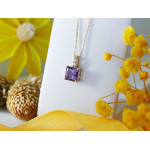 złoty naszyjnik ametyst