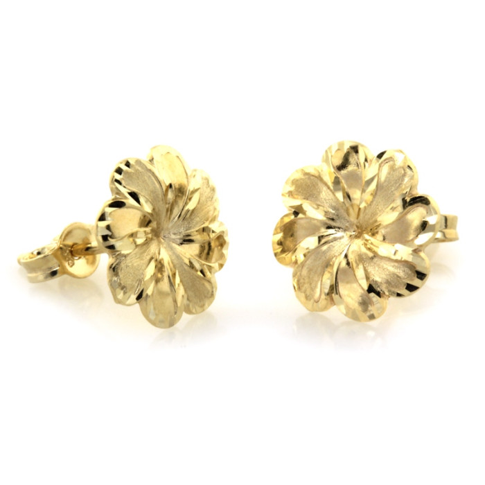 złote kolczyki na sztyft kwiatuszki