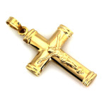 Złoty krzyżyk uniseks 9KT przywieszka z żółtego złota 375 Jezus Chrystus