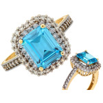 Złoty pierścionek 585 z niebieskim topazem