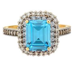 Złoty pierścionek 585 z niebieskim kamieniem