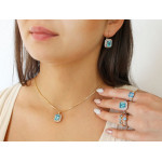 Złoty pierścionek 585 z syntetycznym kamieniem