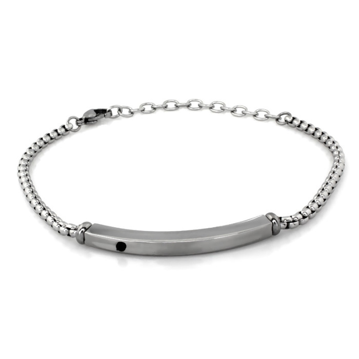 Stalowa łańcuszkowa bransoletka z blaszką
