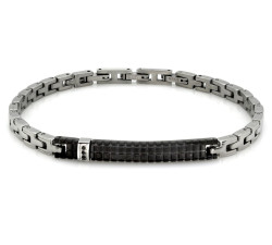 Męska stalowa bransoletka z czarną blaszką