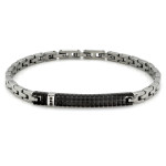 Męska stalowa bransoletka z czarną blaszką