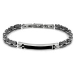 Stalowa bransoletka elementowa z blaszką