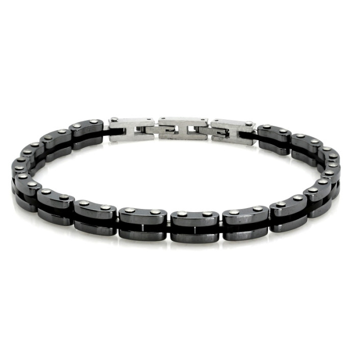 Stalowa bransoletka elementowa z czarnych elementów