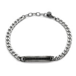 Bransoletka stalowa z blaszką i cyrkoniami dla mężczyzny