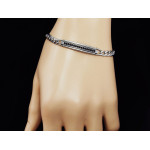 Bransoletka stalowa z blaszką i cyrkoniami dla mężczyzny