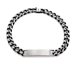 Szeroka bransoleta stalowa męska oksydowana z blaszką do grawerowania w stylu pancerki