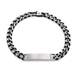 Szeroka bransoleta stalowa męska oksydowana z blaszką do grawerowania w stylu pancerki