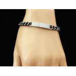 Szeroka bransoleta stalowa męska oksydowana z blaszką do grawerowania w stylu pancerki