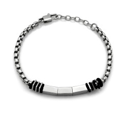 Solidna bransoletka stalowa unisex z dużymi ogniwami i łączonymi elementami w splocie kosta