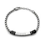 Solidna bransoletka stalowa unisex z dużymi ogniwami i łączonymi elementami w splocie kosta