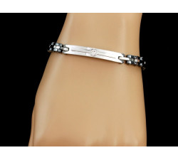 Stylowa bransoletka męska ze stali nierdzewnej elementowa z oksydacją i czarnym zdobieniem