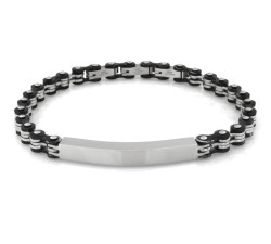 Elegancka bransoletka szeroka dla mężczyzn z blaszką do grawerowania stal nierdzewna