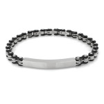 Elegancka bransoletka szeroka dla mężczyzn z blaszką do grawerowania stal nierdzewna