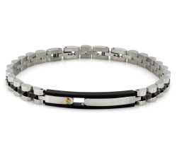 Elegancka bransoleta męska ze stali nierdzewnej elementowa z czarnymi detalami