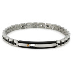 Elegancka bransoleta męska ze stali nierdzewnej elementowa z czarnymi detalami