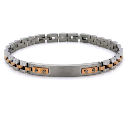 Bransoletka srebrna stalowa z blaszką pod grawer męska