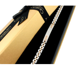 Bransoletka srebrna stalowa z blaszką pod grawer męska